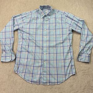 peter millar shirt mens‎ medium Blue Check Long Sleeve*